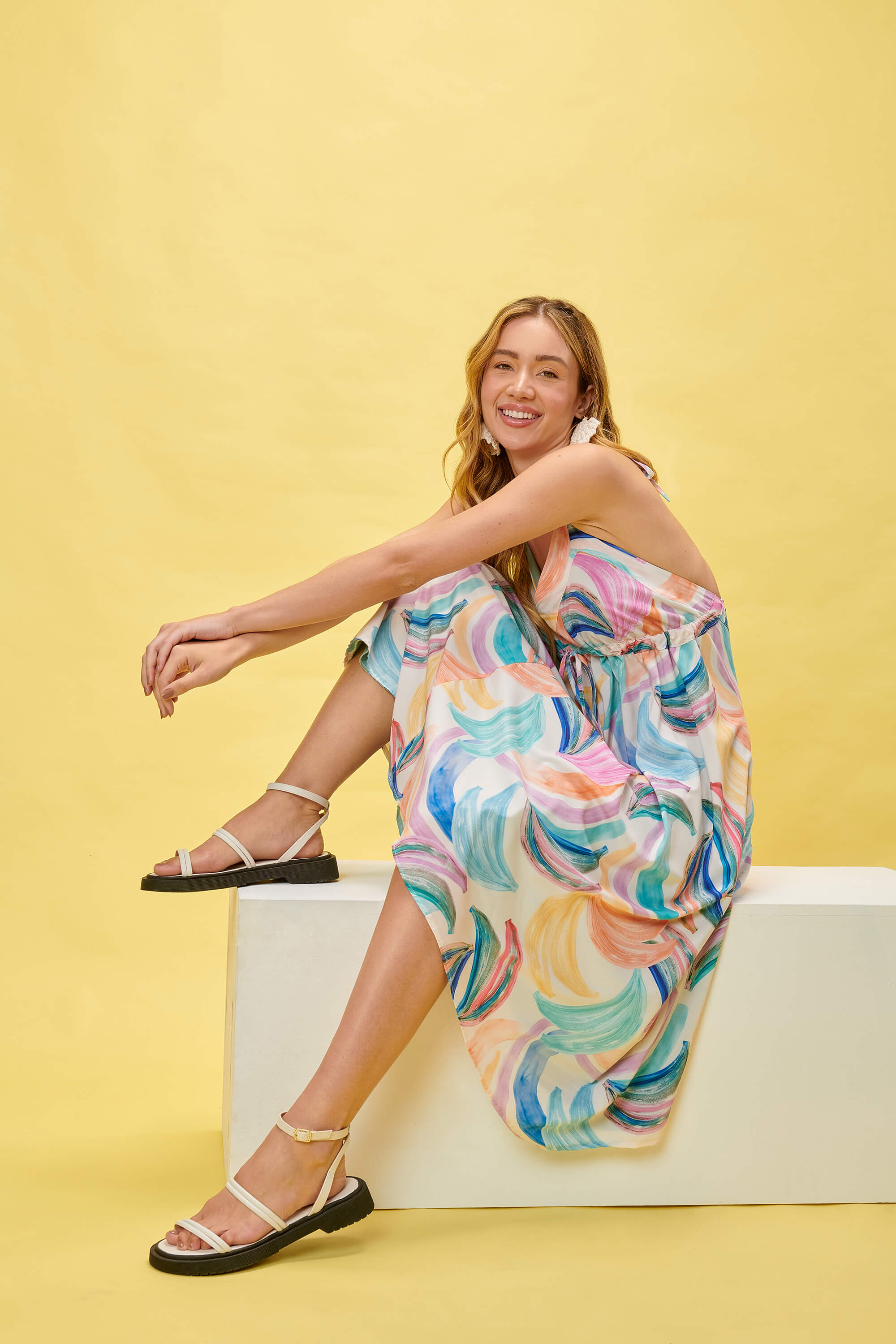 slim fit dress slacks Ruffle Maxi Dress, Long Flowy Beach Cotton Dress, Beach Bride main image 1